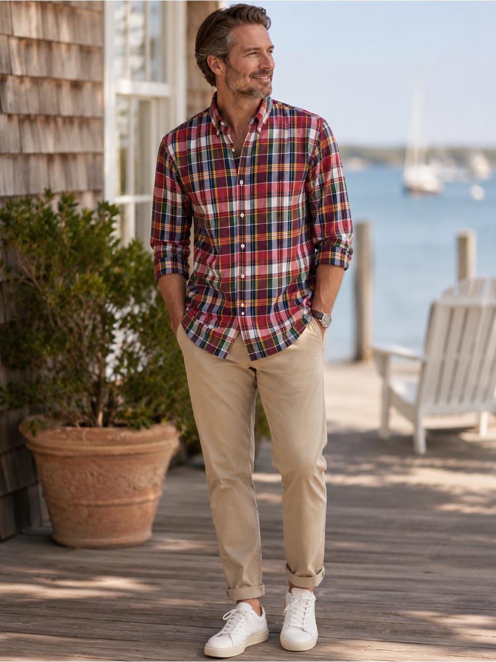Ralph Lauren Madras Print with Chambray Lining Size XL/TG